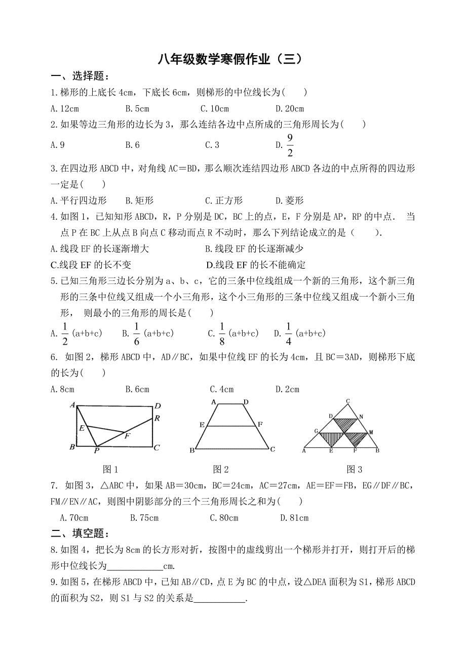 八年级数学寒假作业(八份)_第5页