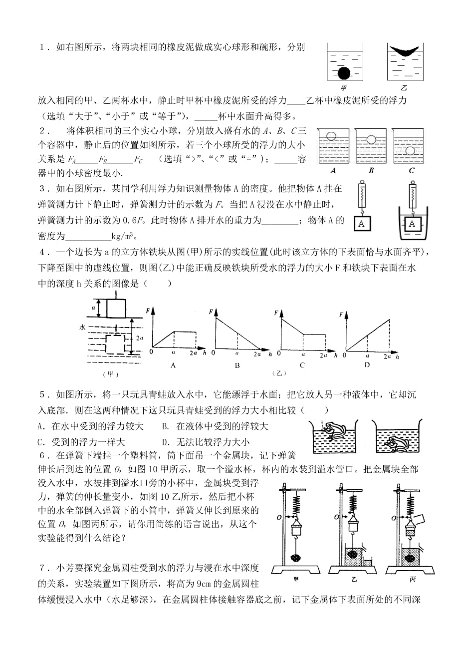 八年级物理下复习—中考题集粹_第4页