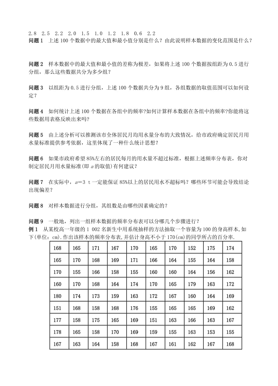 高中数学-2.2.1用样本的频率分布估计总体分布(一)导学案新人教版必修39页_第2页