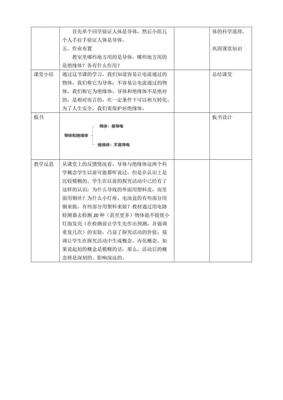 教科版四年级科学下册2.6《导体和绝缘体》教案_第5页