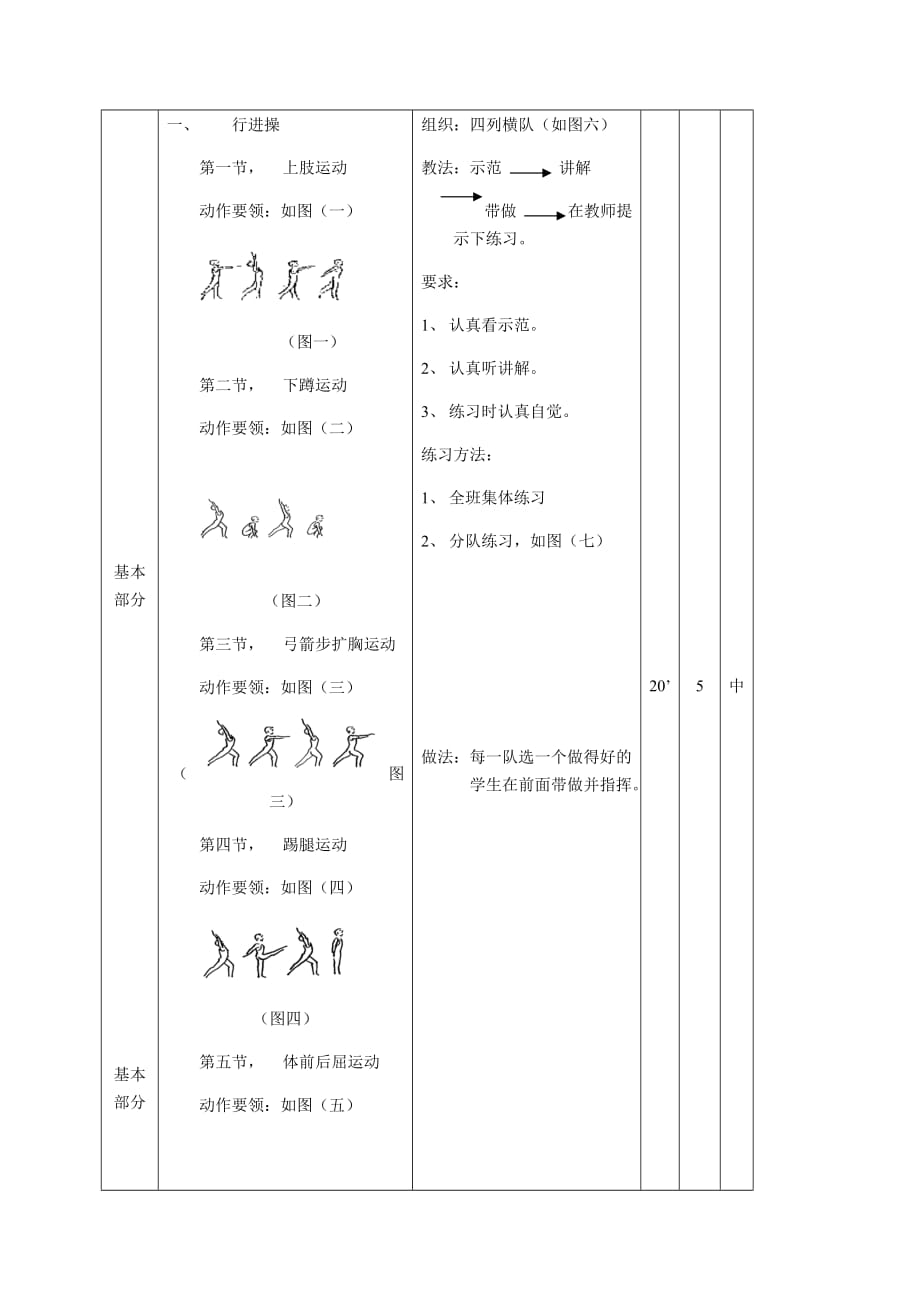 人教七年级体育 7.2行进操 教案（2课时）_第2页