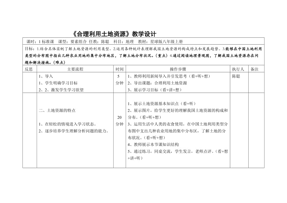 《合理利用土地资源》教学设计2页_第1页