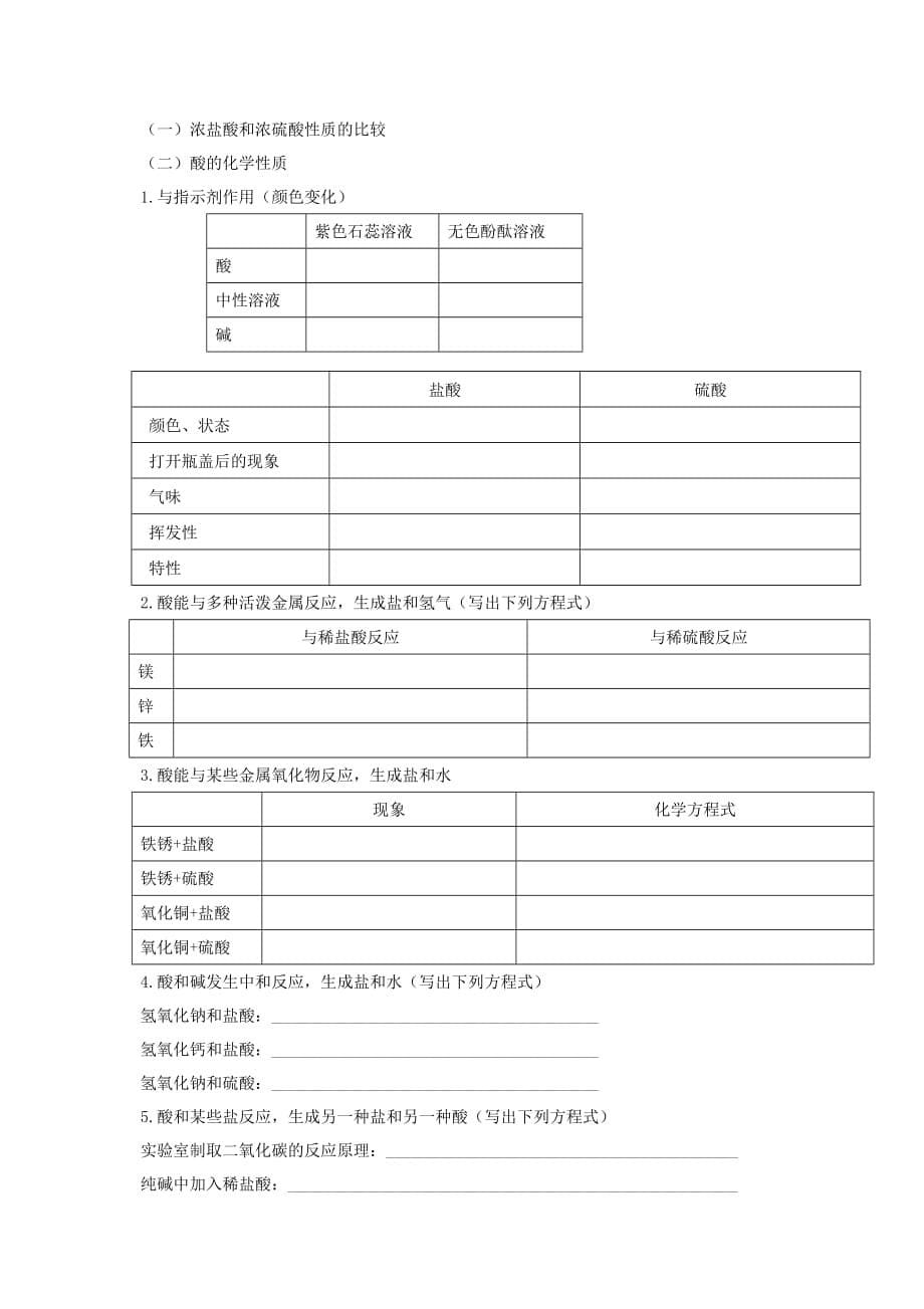 初中化学酸和碱知识点及练习题10页_第5页