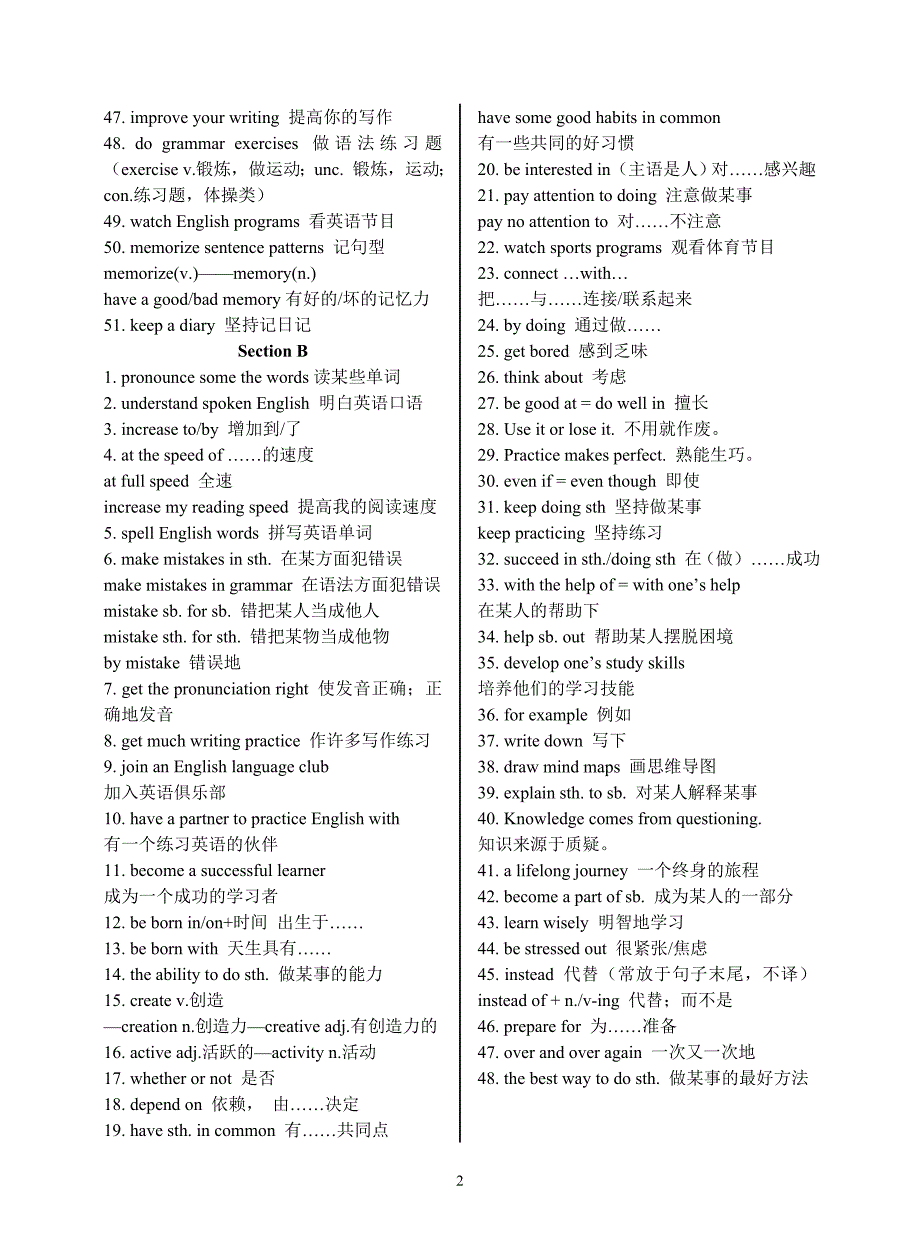 九年级上册英语重点短语归纳16页_第2页