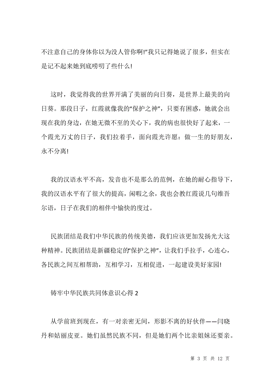 铸牢中华民族共同体意识有感学习心得汇编_第3页