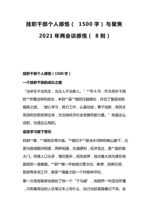 挂职干部个人感悟（1500字）与聚焦2021年谈感悟（8则）