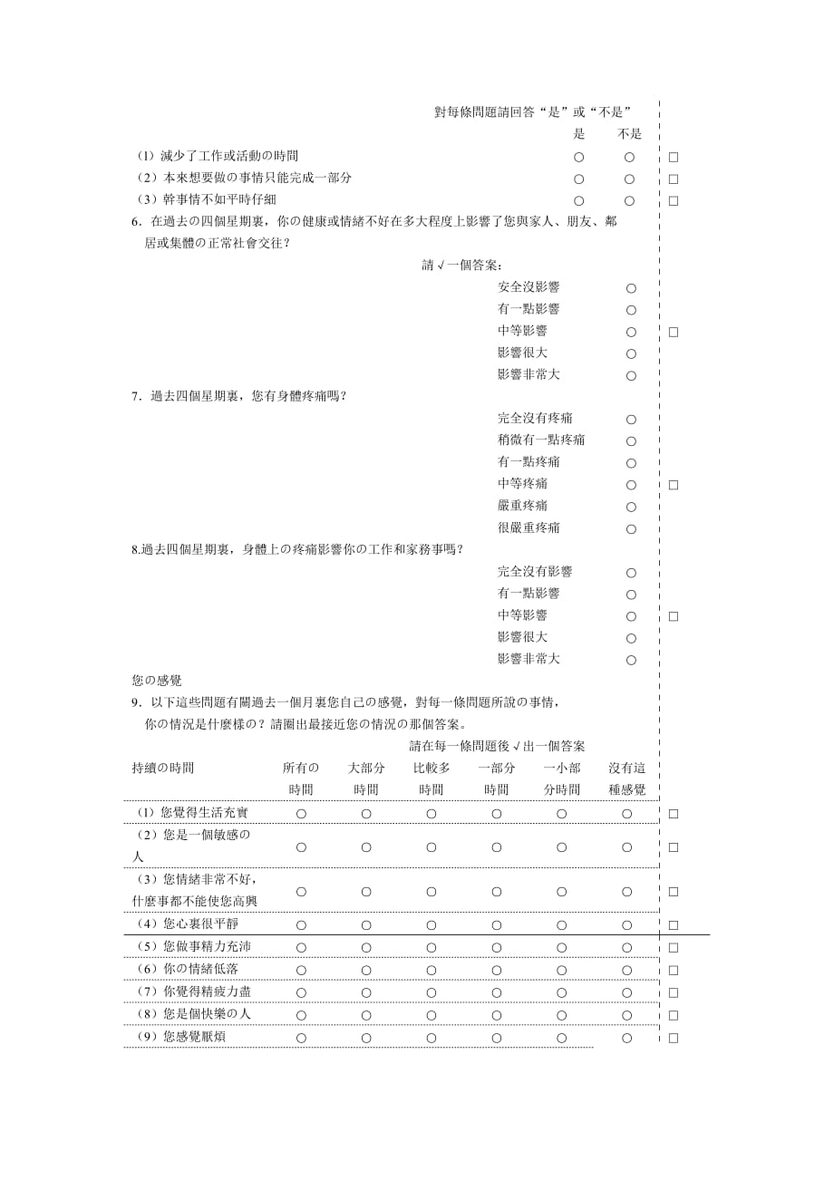 健康状况调查问卷(SF-36)4页_第2页