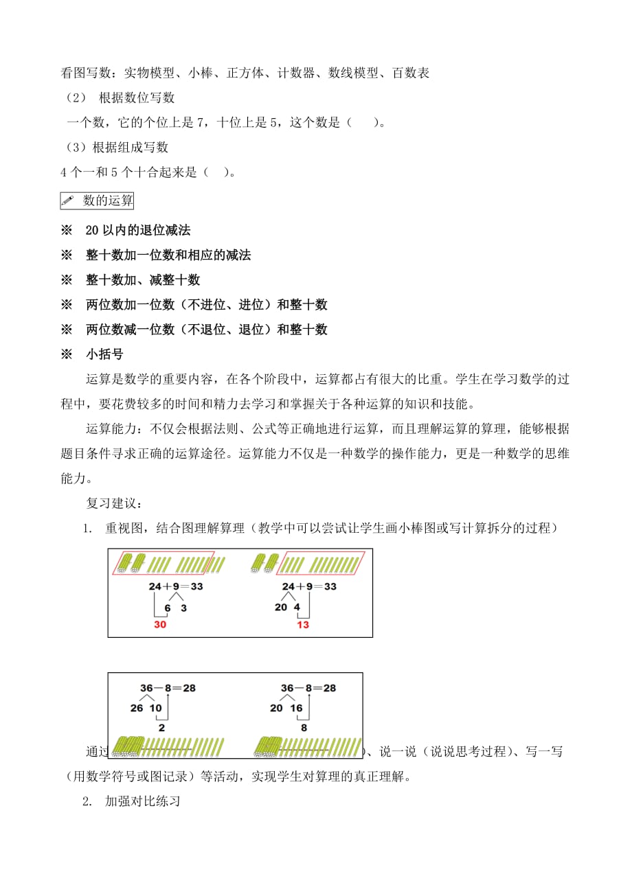 2012-2013学年第二学期+一年级数学复习建议_第4页