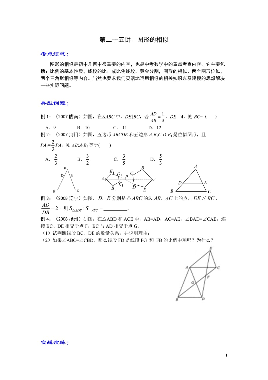 冲刺2009（25）图形的相似_第1页