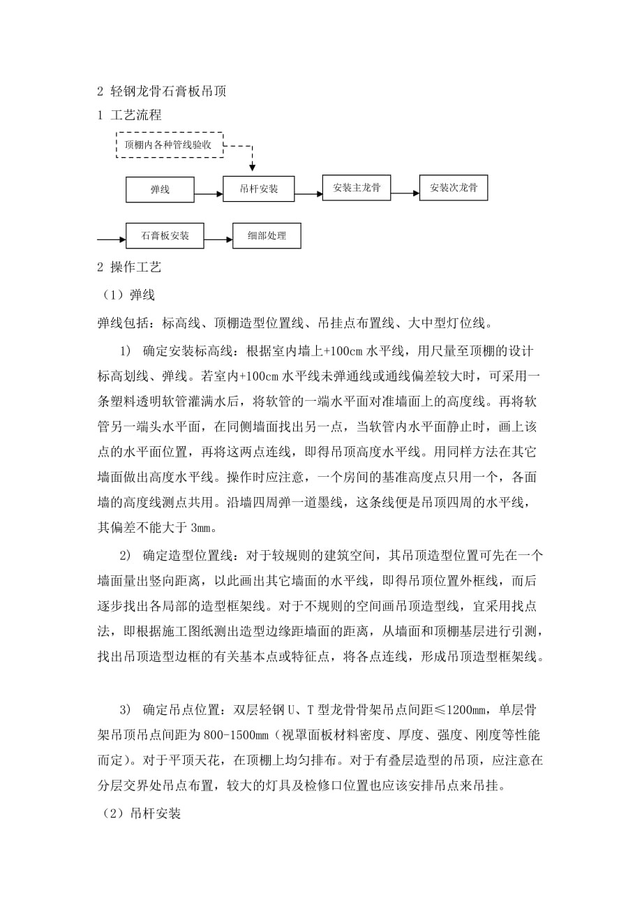 吊顶轻钢龙骨石膏板施工方案7页_第1页