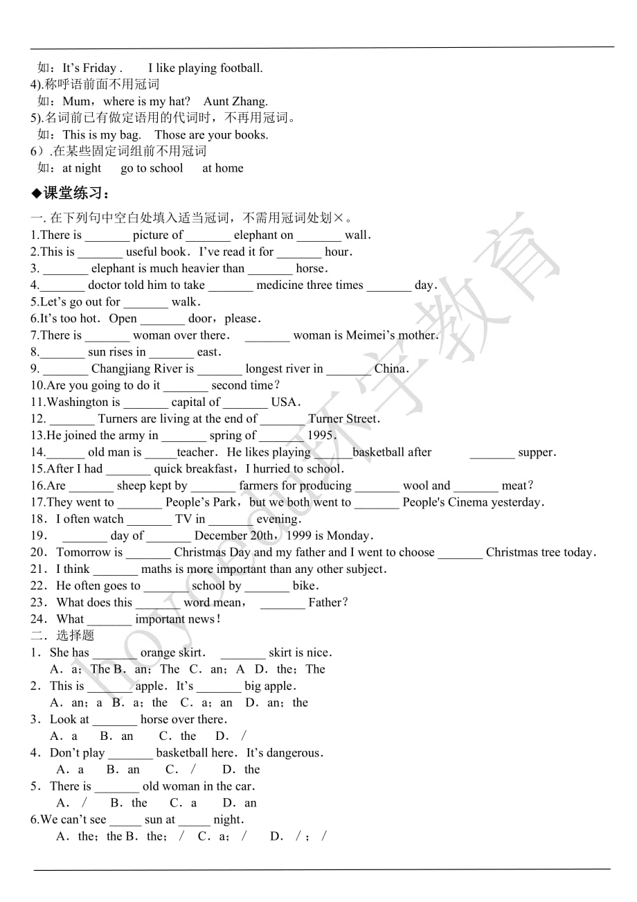 小升初英语专项：冠词3页_第2页