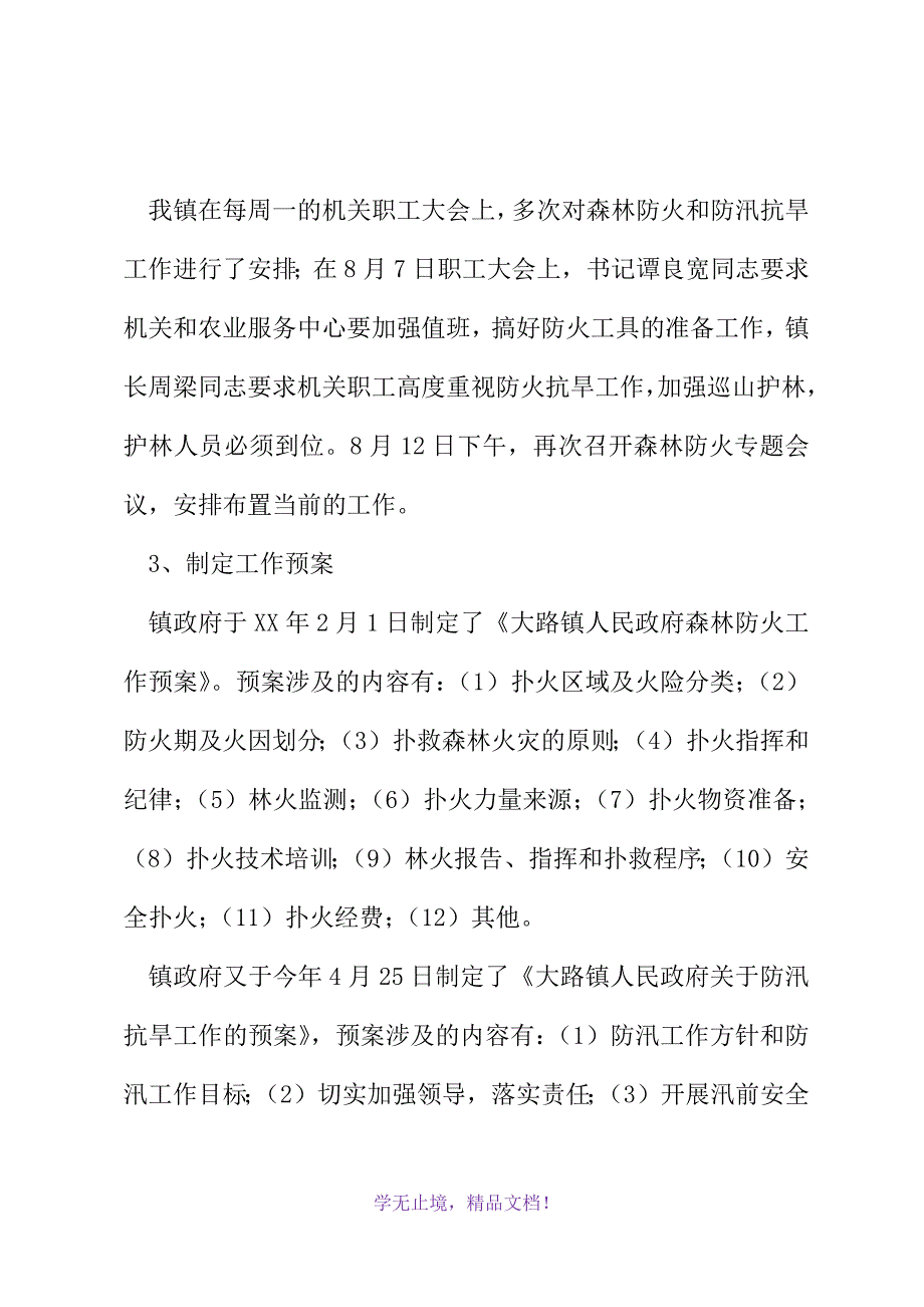 关于森林防火和防汛抗旱工作的汇报材料(WORD版)_第3页