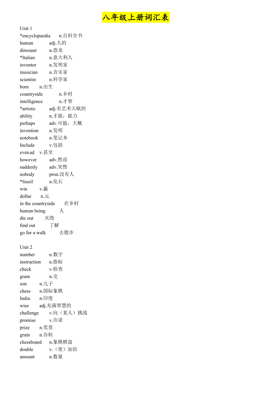 广州八年级上下册英语新版单词表11页_第1页