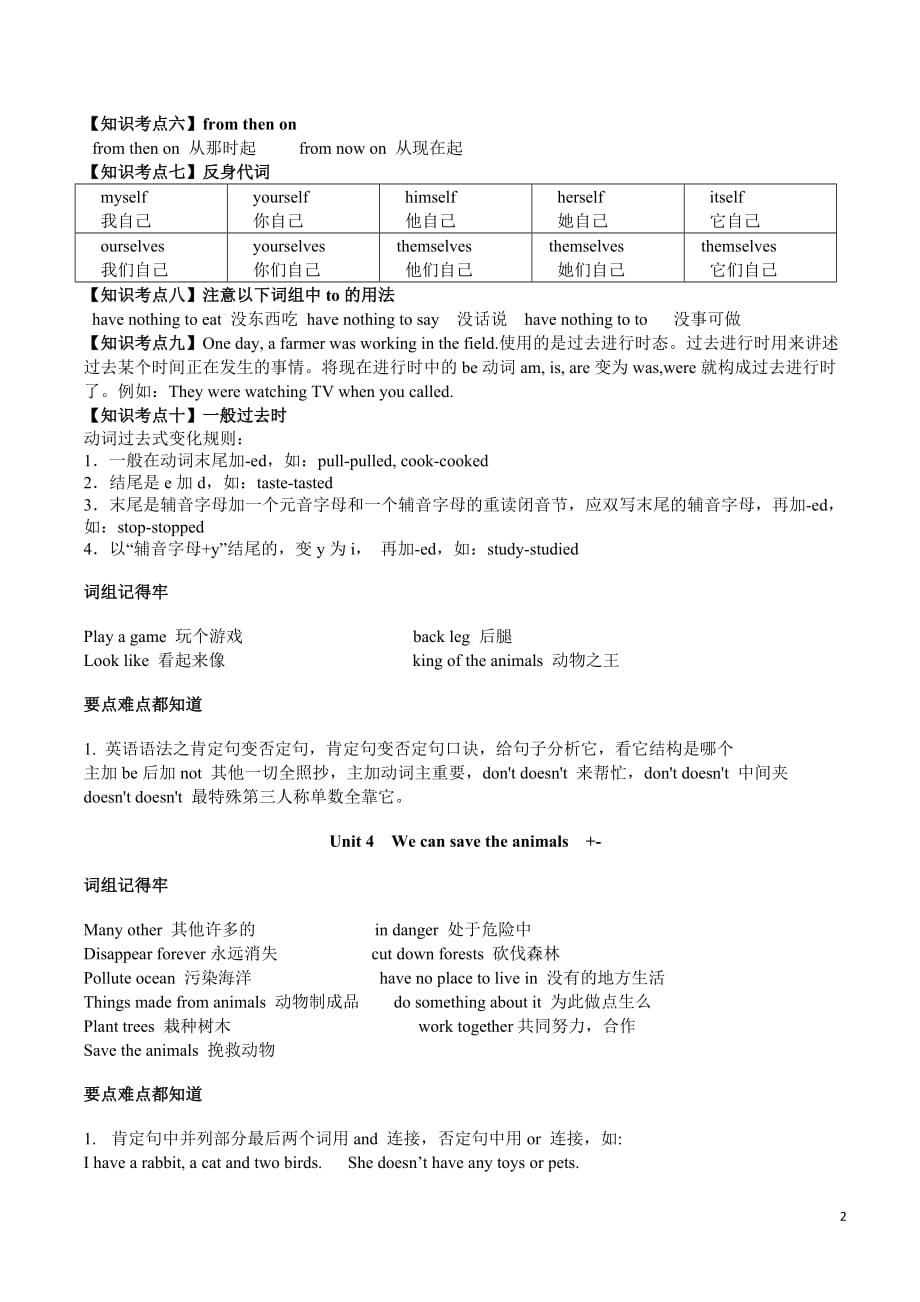 广州新版英语六年级下册每单元知识点总结5页_第2页