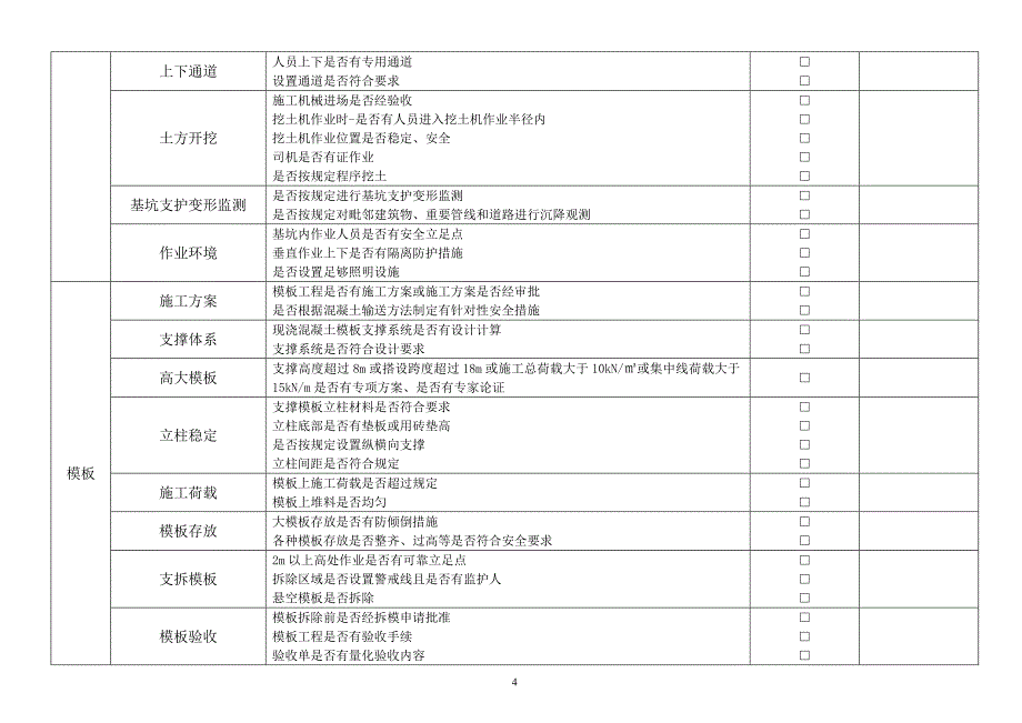 建筑施工现场安全检查表-201713页_第4页