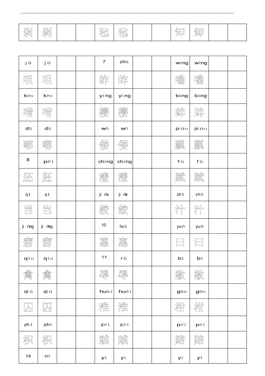 人教版五年级下册生字字帖_第3页