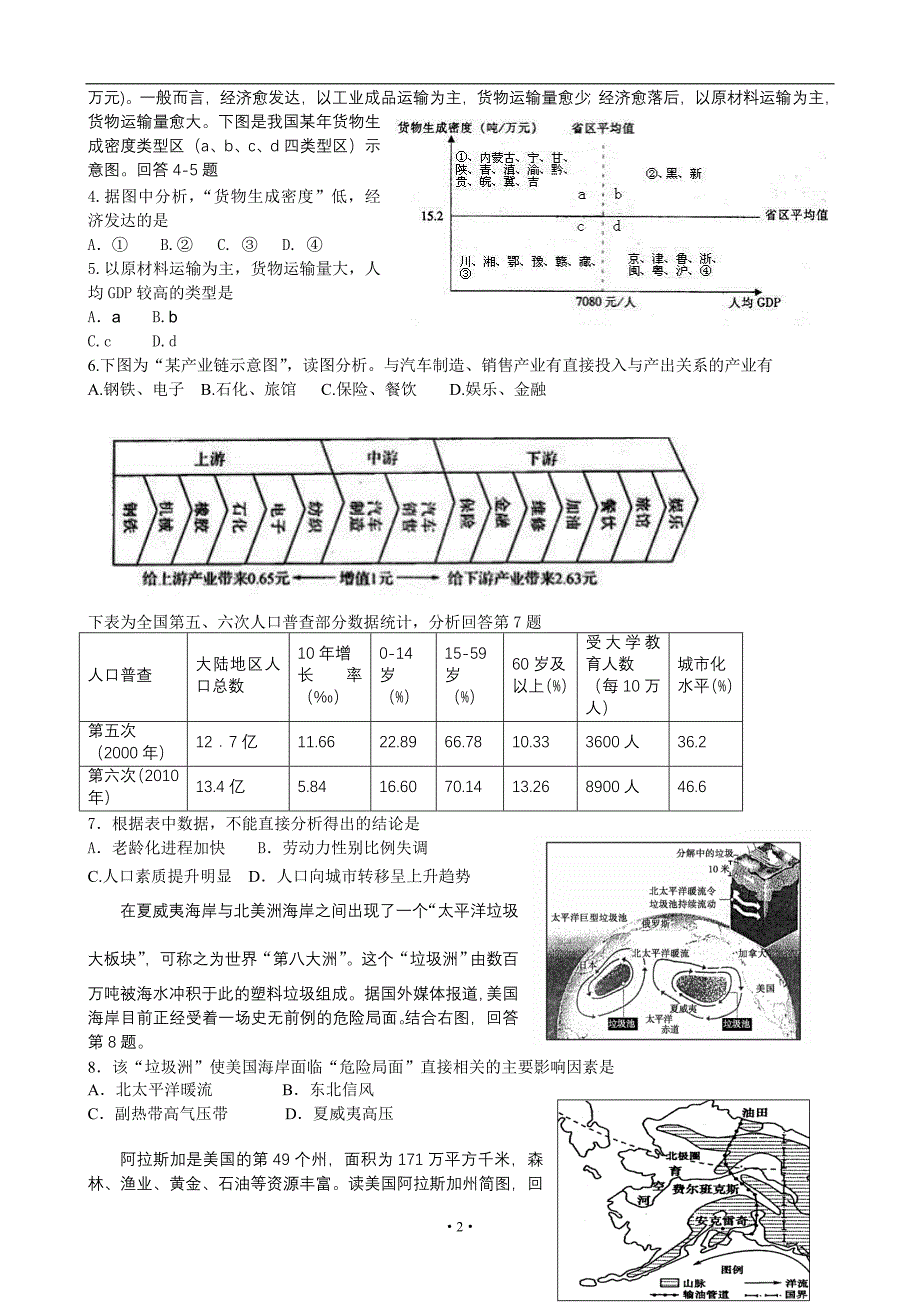 龙山中学2012届高三下文综周五第8次周考试卷_第2页