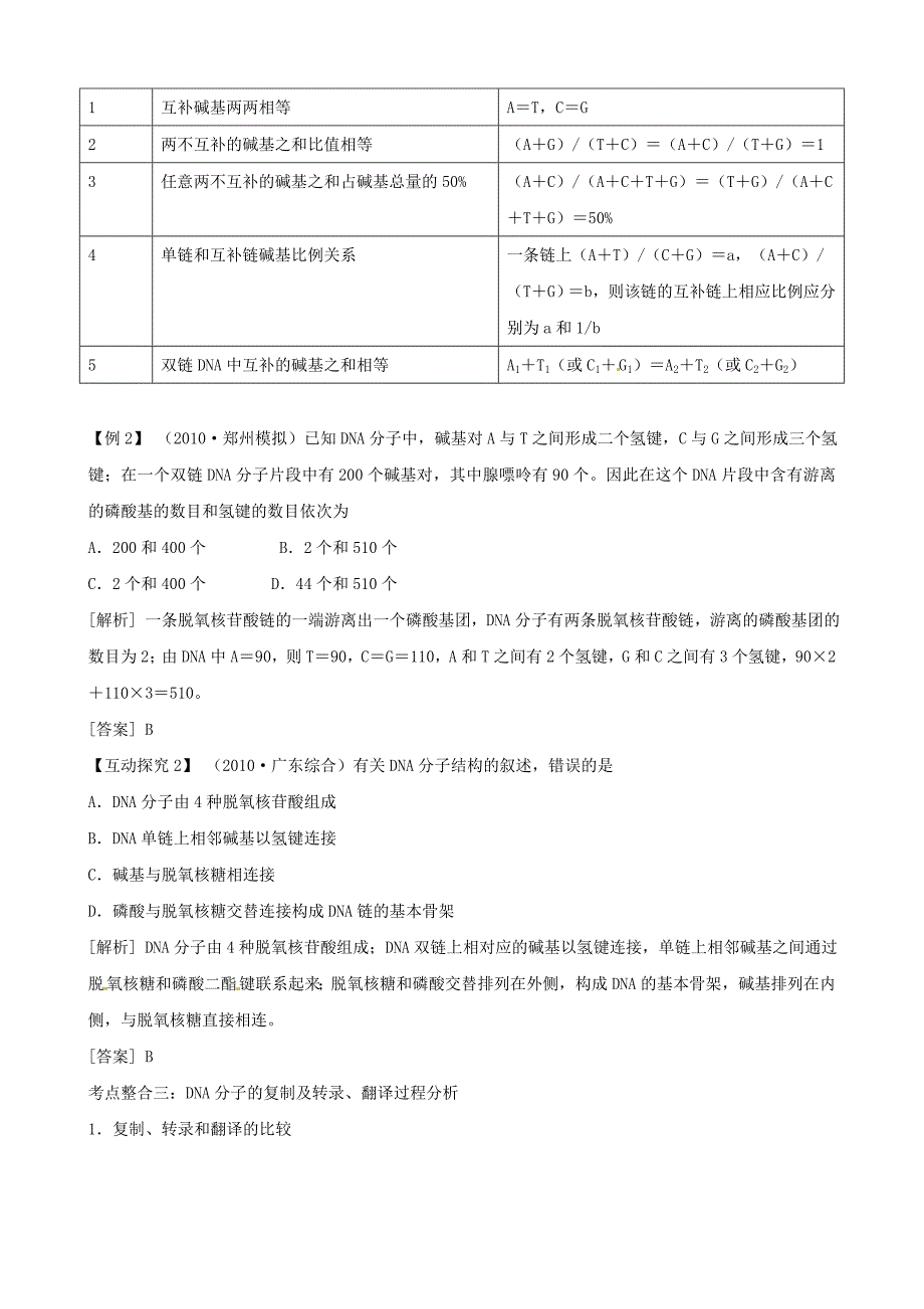 2011高三生物二轮复习学案：专题4 遗传、变异与进化1 遗传的分子基础_第4页