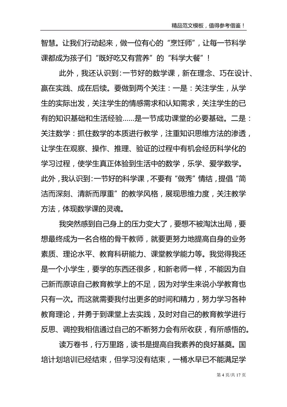 学习培训心得总结报告范文模板_第4页