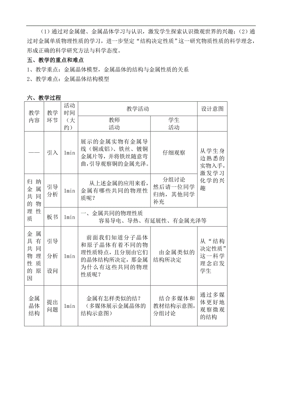 高中化学《金属晶体》教学设计13页_第2页