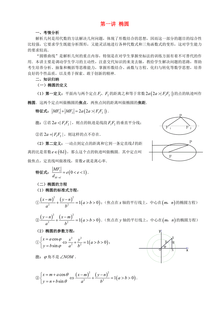 高三数学一轮复习-第1讲-椭圆教案12页_第1页