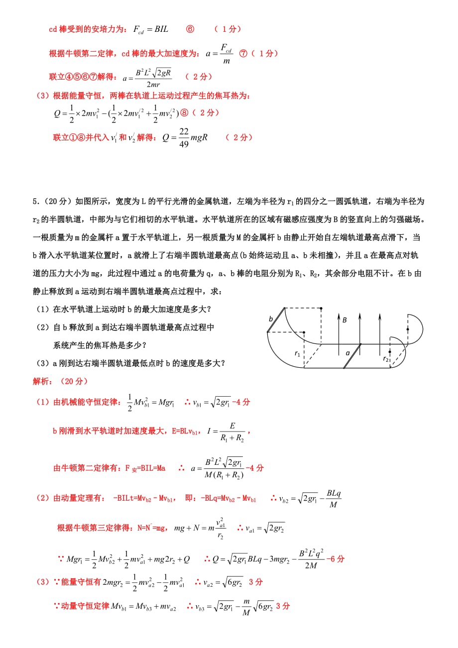 电磁感应中的动量守恒经典题7页_第4页