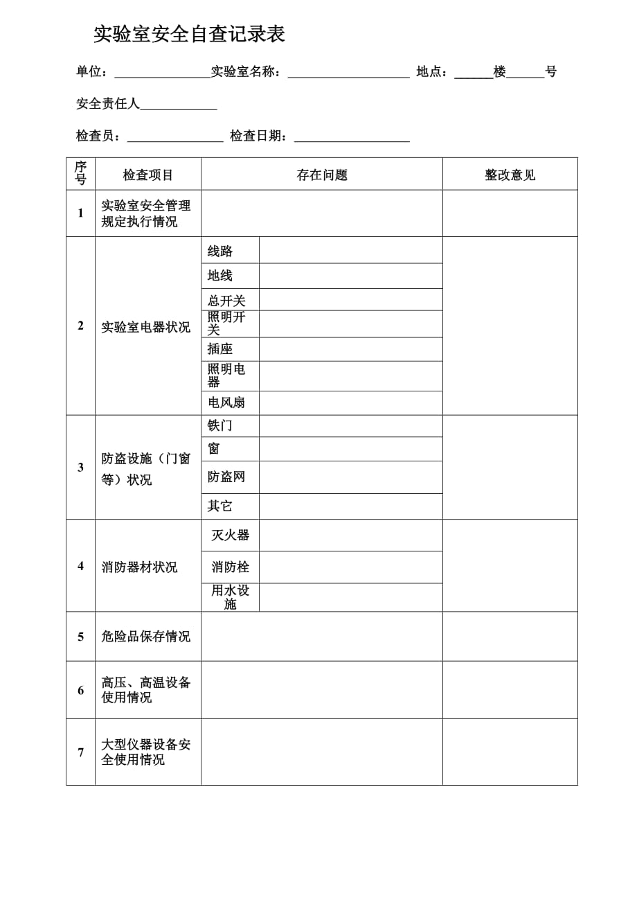 实验室安全排查记录表2页_第2页