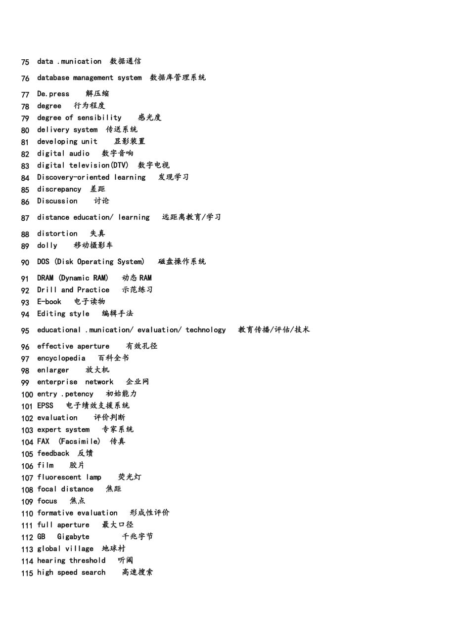 教育技术专业术语英汉对照表8页_第3页