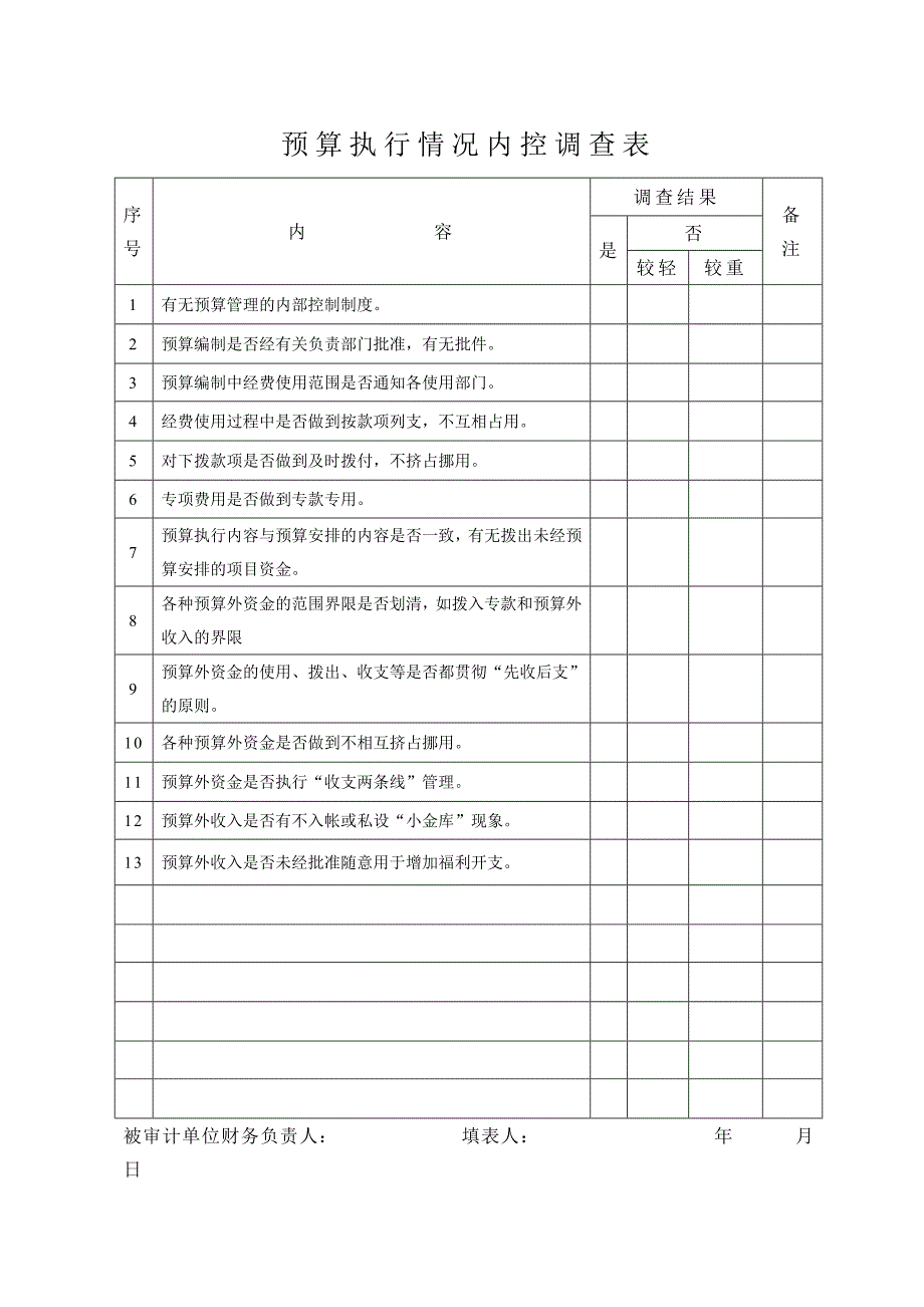 审计内控调查表13页_第1页