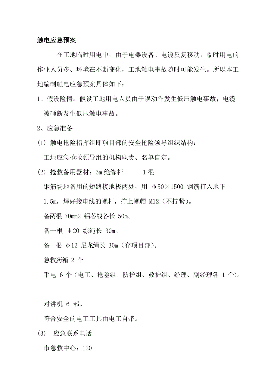 触电电力应急预案文档_第1页