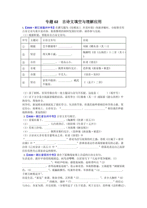 古诗文填空与理解应用（中考语文专题复习训练卷附答案）