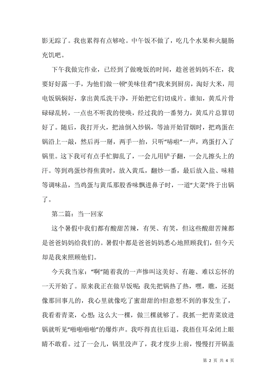 关于当一回家的作文_第2页