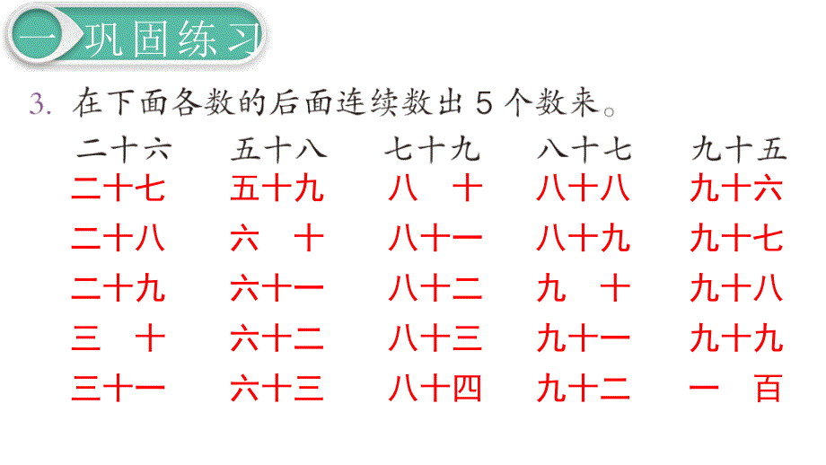 人教版一年级数学下册第四单元100以内数的认识练习题课教学课件_第4页