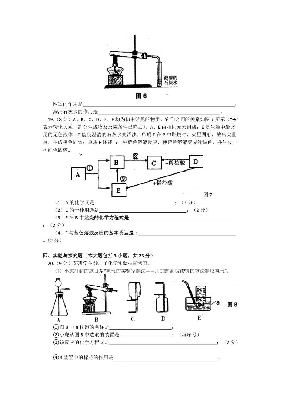 江西省吉安市吉州区2012-2013学年九年级上学期期末检测化学试卷_第5页