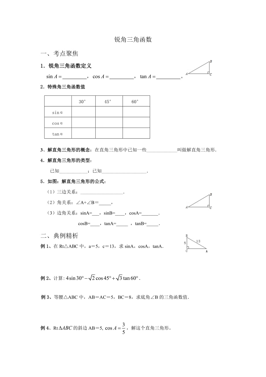 锐角三角函数总复习_第1页