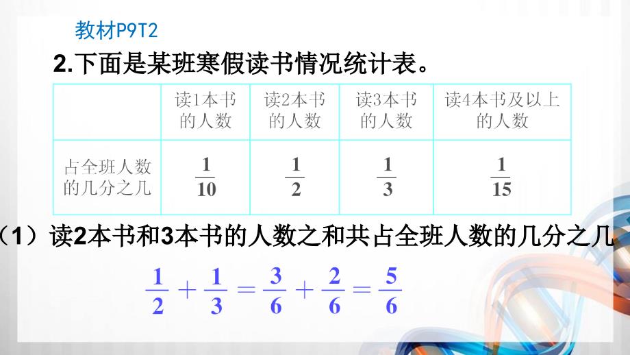 北师大版五年级数学下册第一单元《分数加减法》练习一课件_第4页