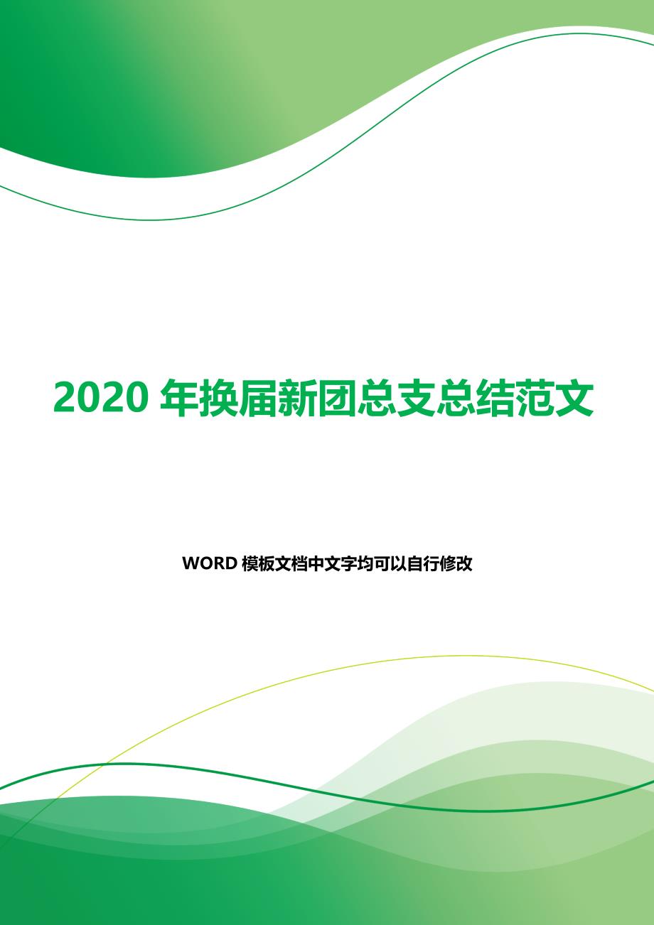 2020年换届新团总支总结范文（word可以编辑）_第1页