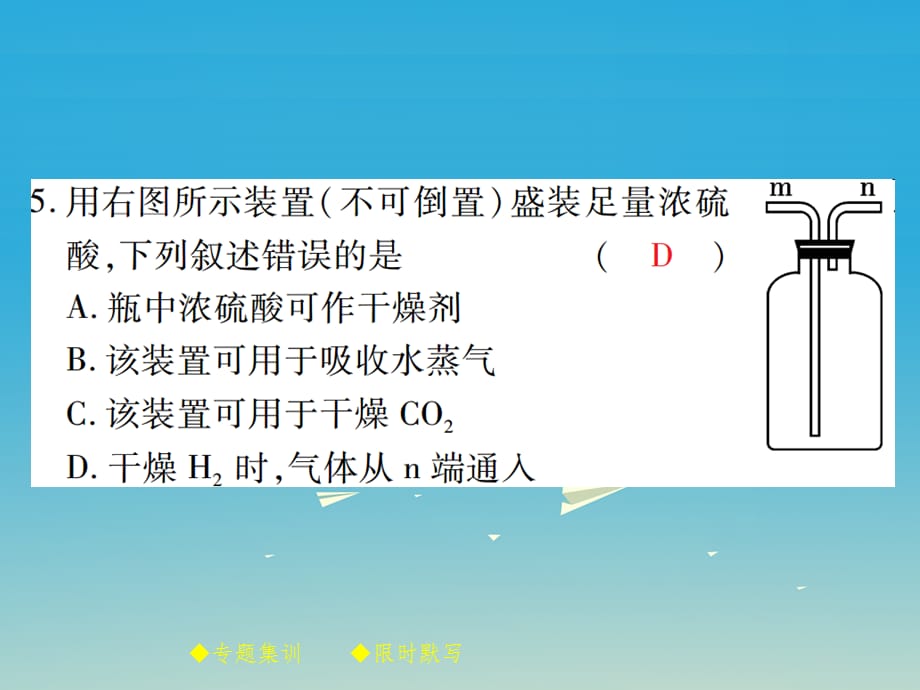 九年级化学下册 第十单元 酸和碱专题特训 常见的干燥剂及其应用 新人教版_第4页