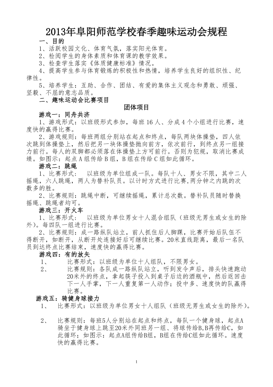 2021年整理阜阳师范学校春季趣味运动会规程_第1页