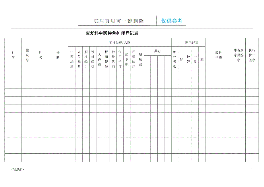 中医特色登记表【研究材料】_第1页