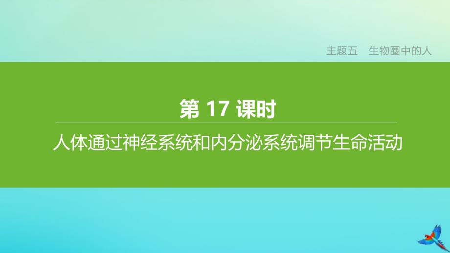 【最新】（北京专版）中考生物复习方案 主题五 生物圈中的人 第17课时 人体通过神经系统和内分泌系统调节生命活动课件-人教级全册生物课件_第1页