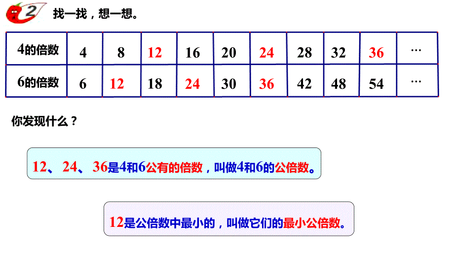 西师大版五年级数学下册一、倍数与因数 第6课时 公倍和最小公倍数_第4页