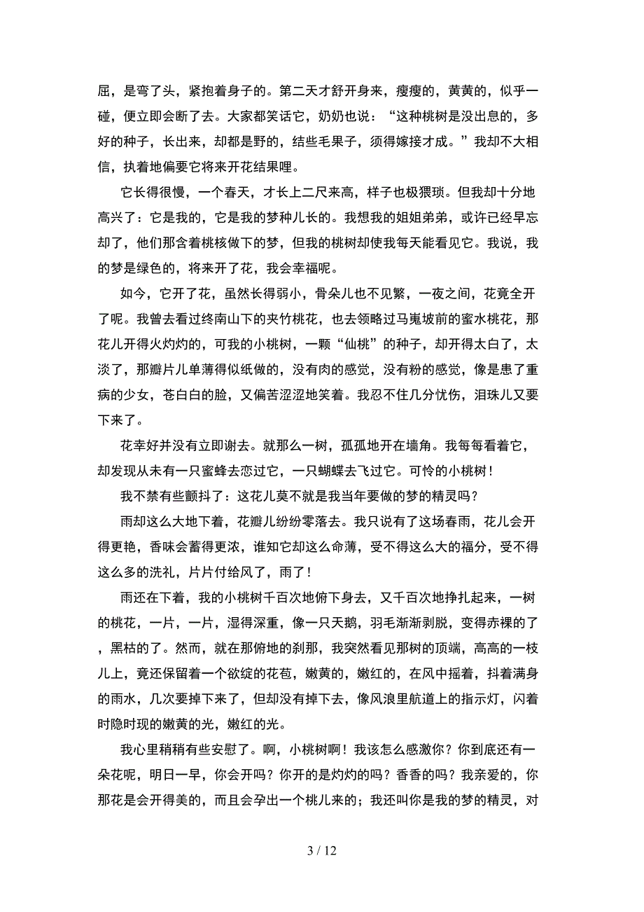 语文版五年级语文下册期末试卷精编(2套)_第3页