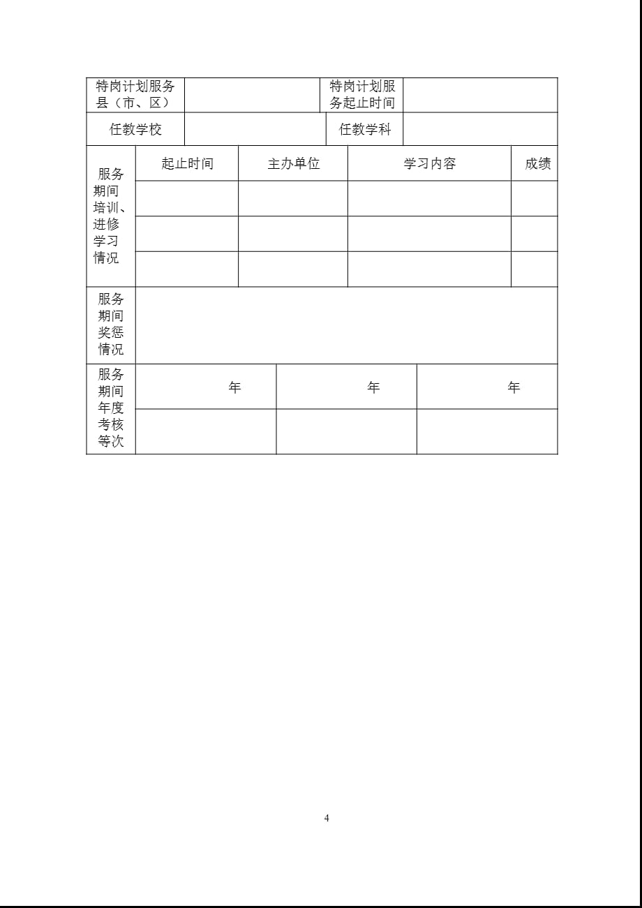 服务期满特岗教师考核及转正相关附表（2021年整理）_第4页