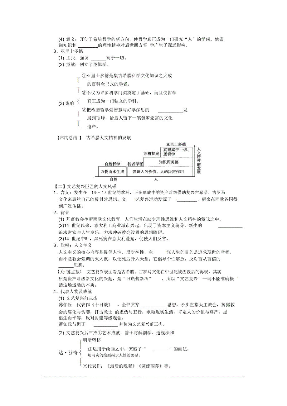 2019岳麓版历史二轮教案希腊先哲的精神觉醒与文艺复兴巨匠的人文风采_第2页