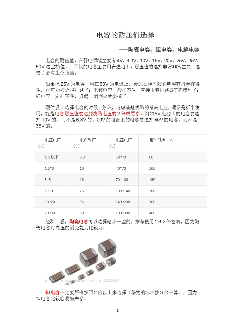 电容耐压值选择（2021年整理）_第1页