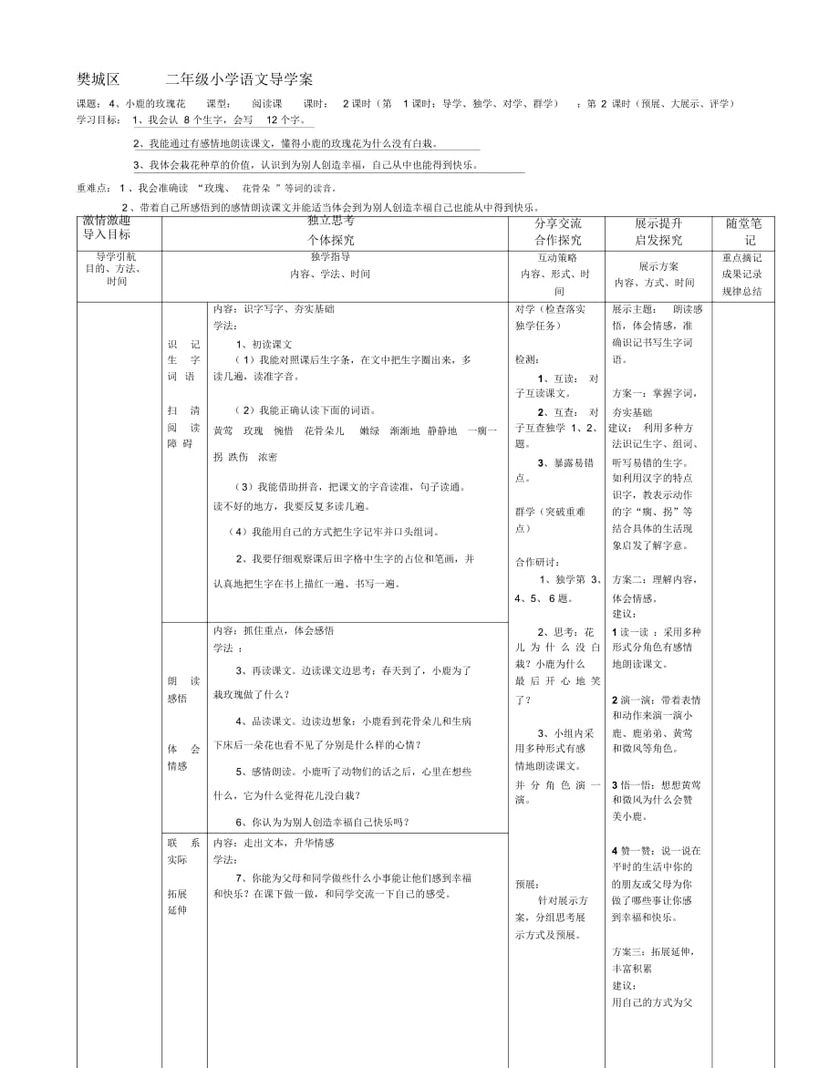 小鹿的玫瑰花》导学案_第1页