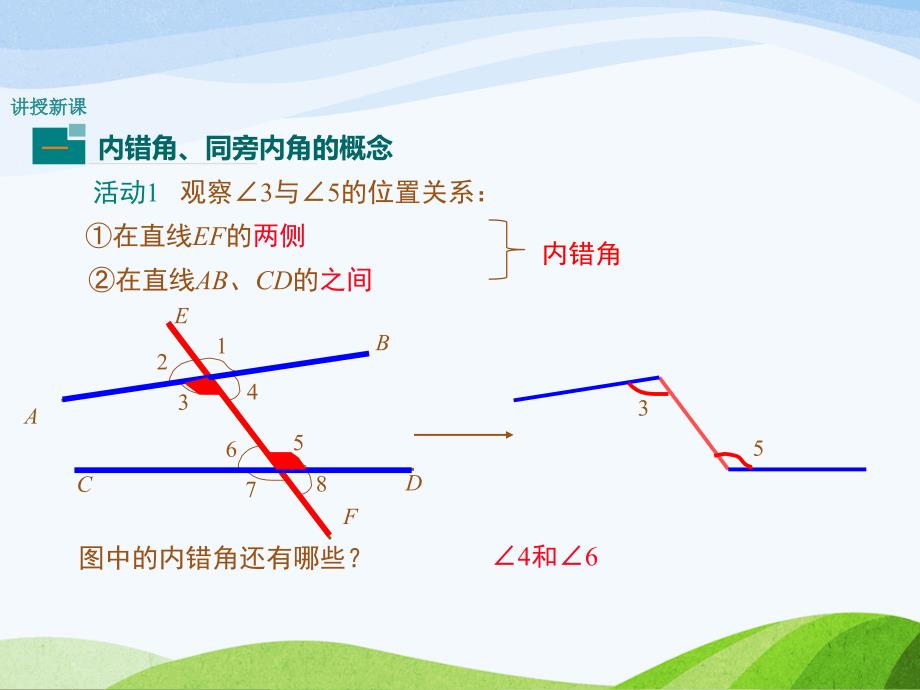 2.2.2北师大版七年级数学下册-第2章-相交线与平行线-《探索直线平行的条件-利用内错角、同旁内角判定两条直线的平行》_第4页