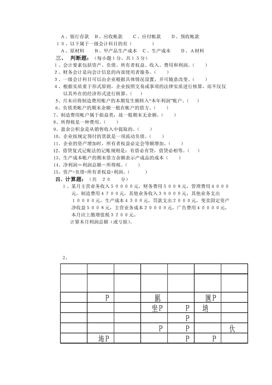 华南农业大学2008上学期《会计学原理》期末考试试卷及答案(A卷)_第3页