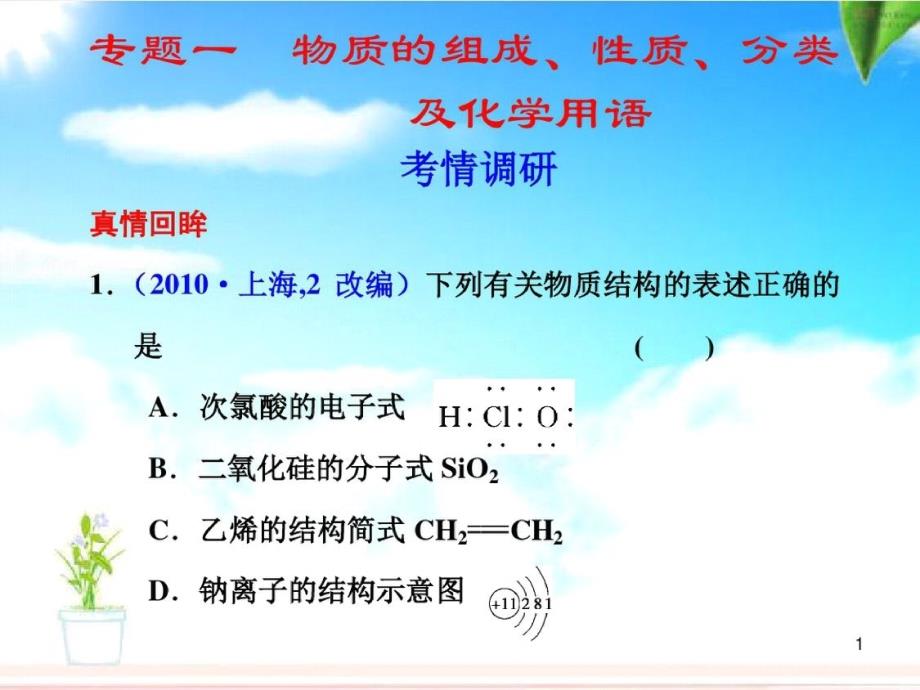 高考化学第二轮专题复习6物质的组成、分类ppt课件[精选]_第1页